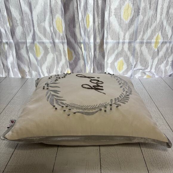 Devi Designs White and Silver Joy Pillow - Picture 3 of 10